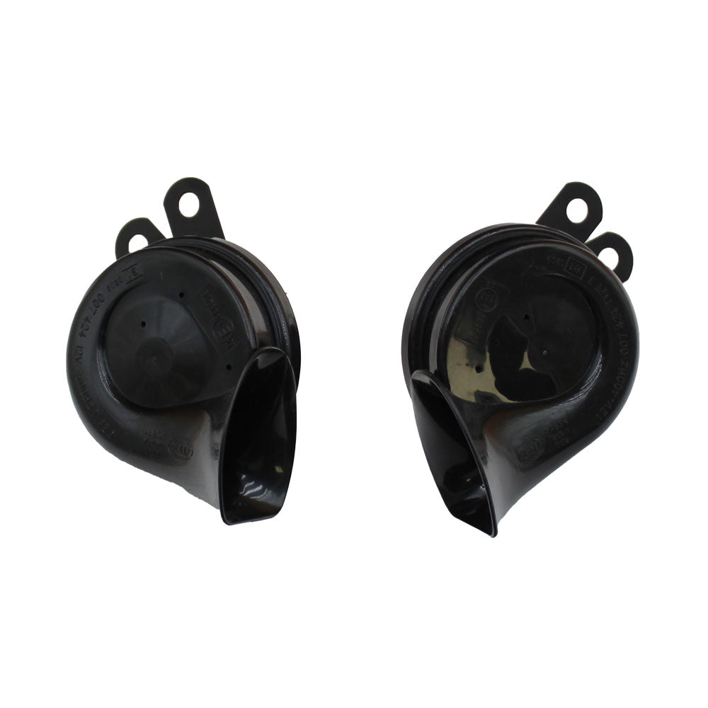 12V-HELLA-BLKTRMPT 12V Hella Black Trumpet Horn Set Fits Universal Products