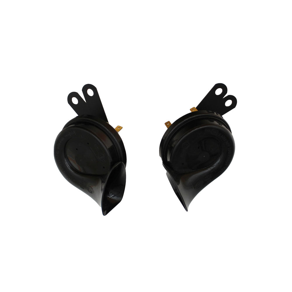 12V-HELLA-BLKTRMPT 12V Hella Black Trumpet Horn Set Fits Universal Products