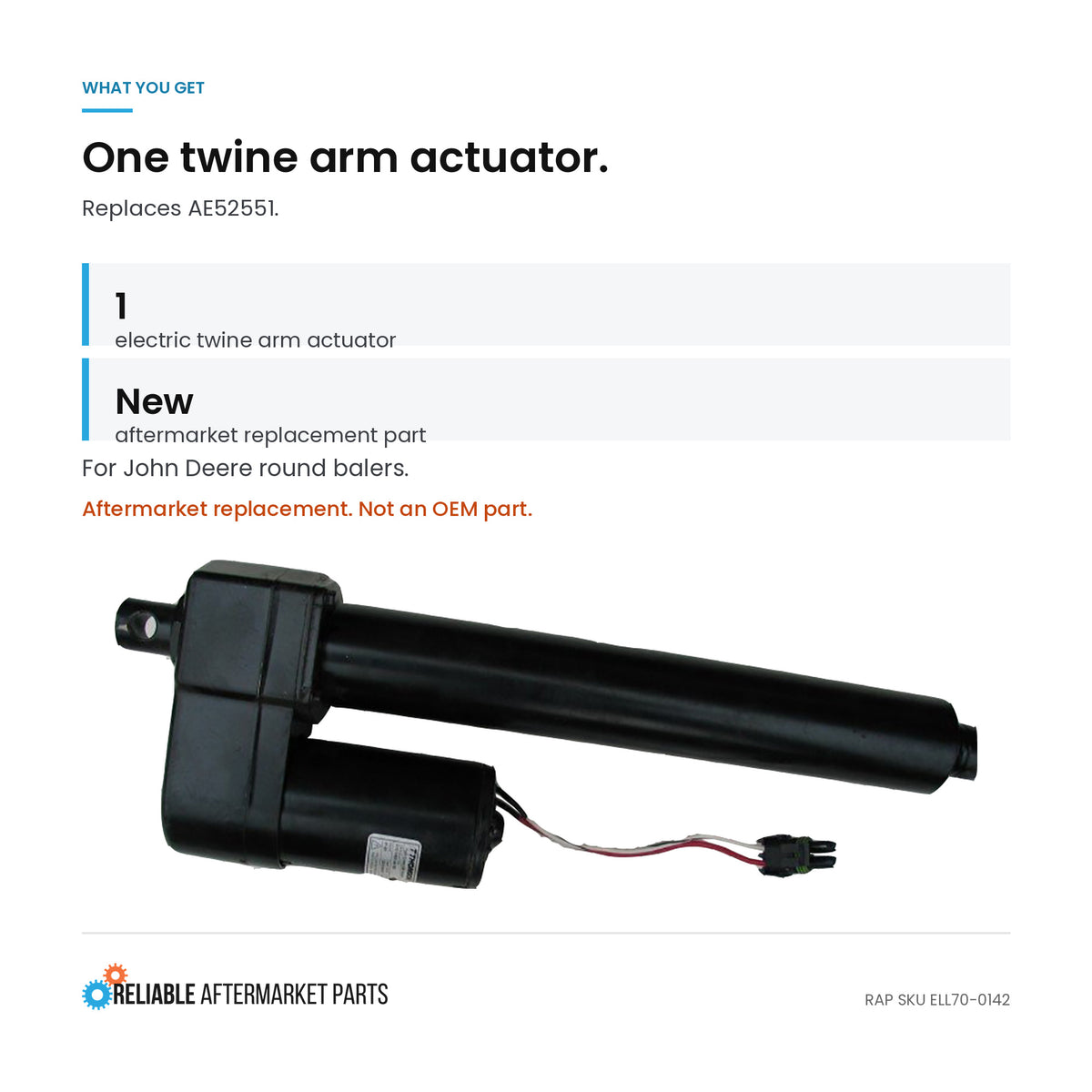 AE52551 Electric Twine Arm Actuator Fits John Deere Baler 456 457 467 546 566 59