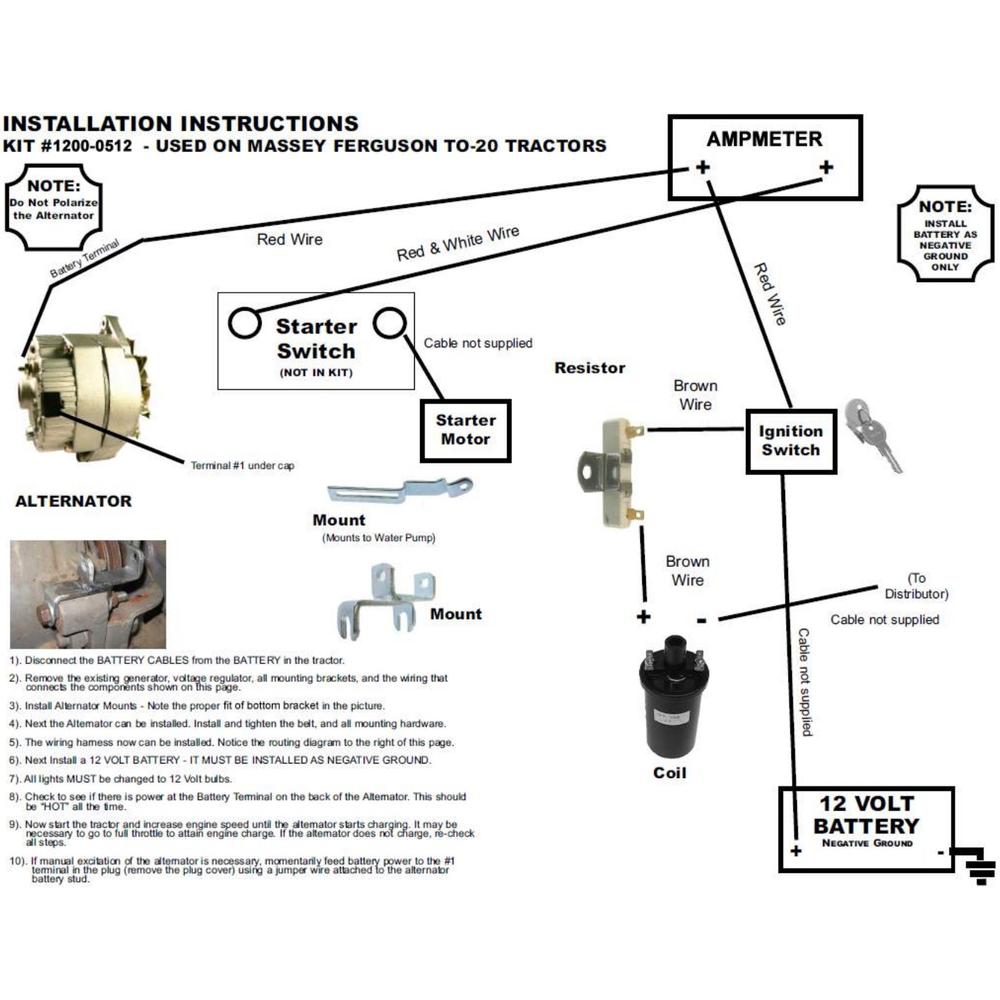 NEW ALTERNATOR GENERATOR CONVERSION KIT Fits Massey Ferguson TO20 TRACTOR AKT001