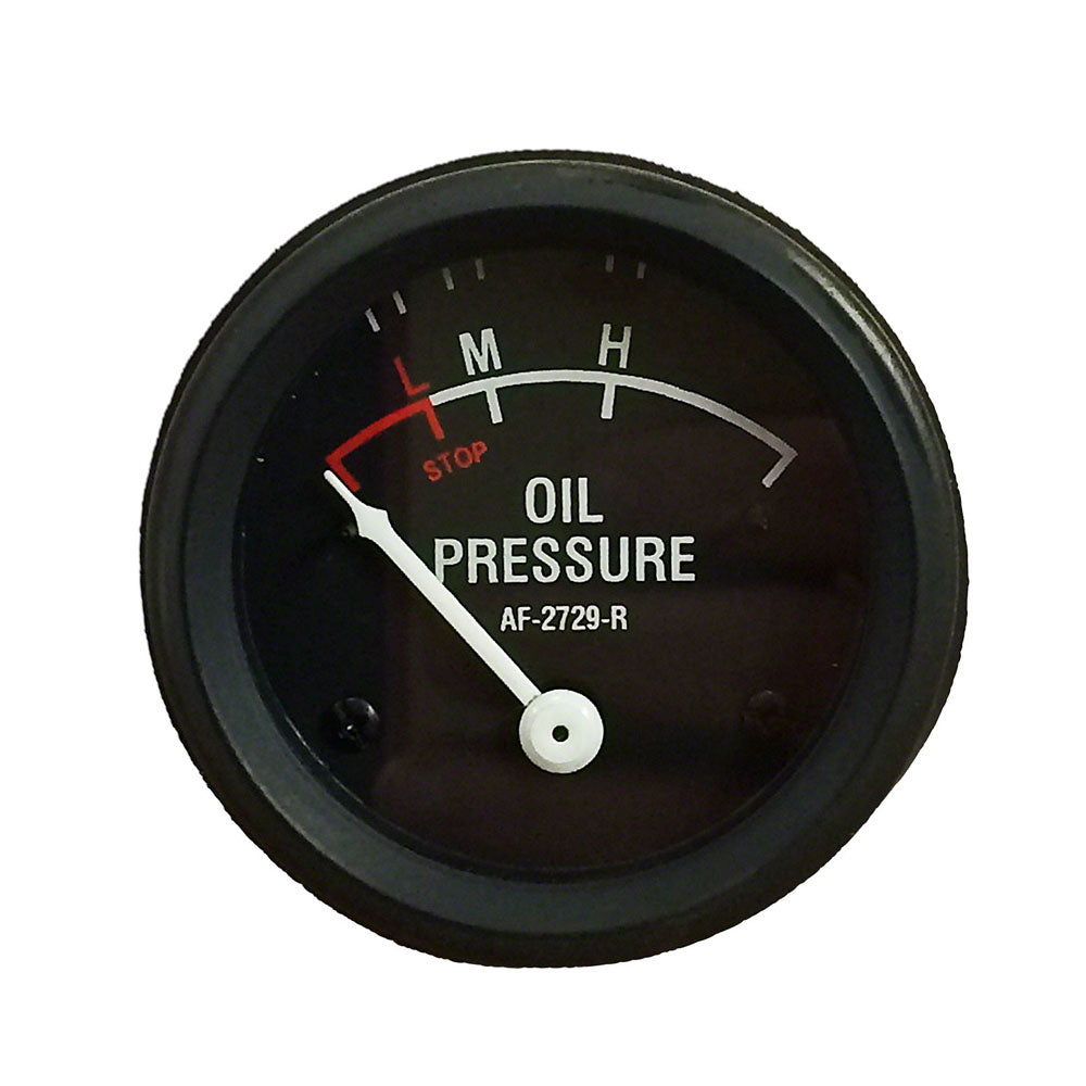 NJD1702 Oil Pressure Gauge (0-55 PSI) Dash Mounted, Black Face - Fits John Deere
