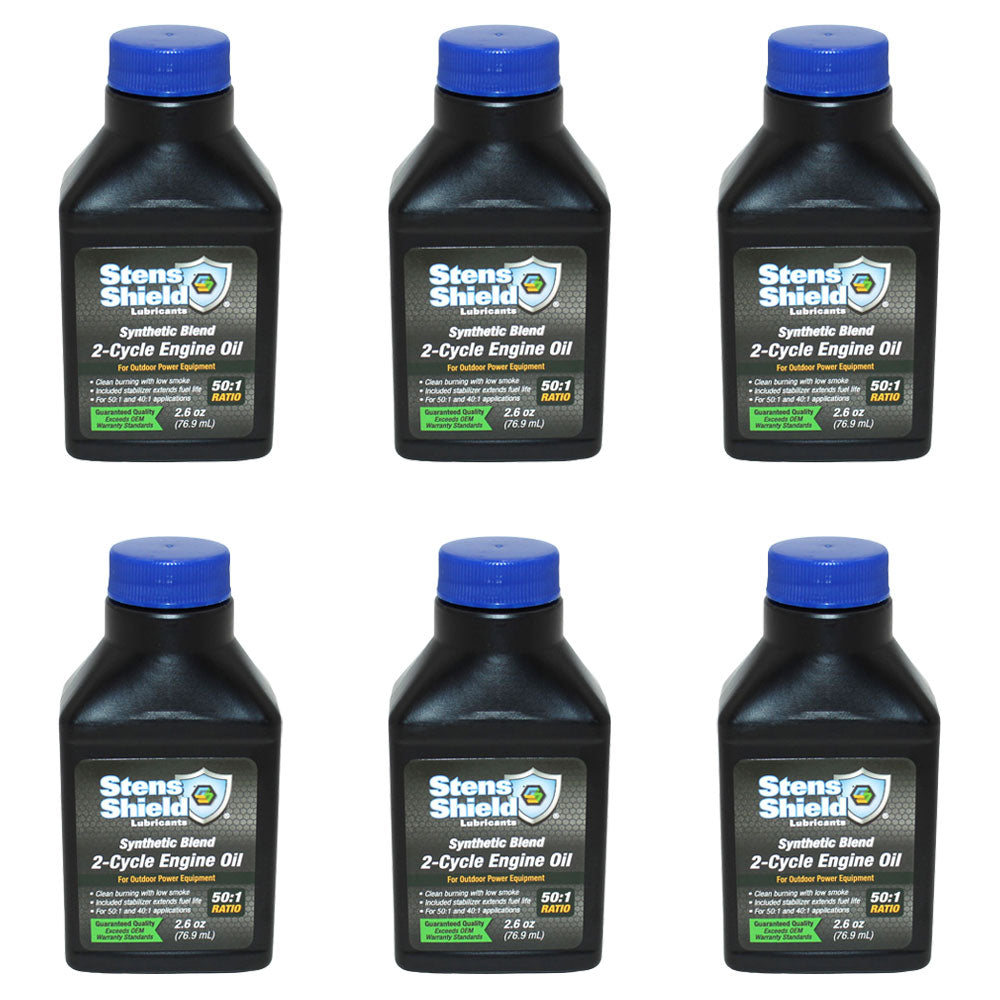 (6) New Aftermarket Replacement 2.6 oz Bottles Of 2-Cycle Engine Oil