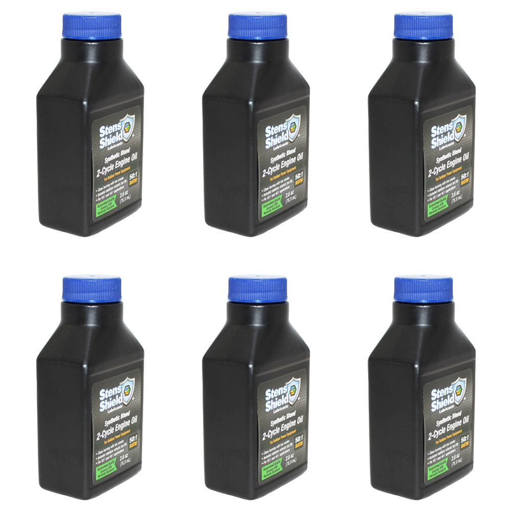 6 Fits Stens Synthetic Blend 2 Cycle Engine Oil 2.6oz Makes 50:1 Ratio Low Smoke