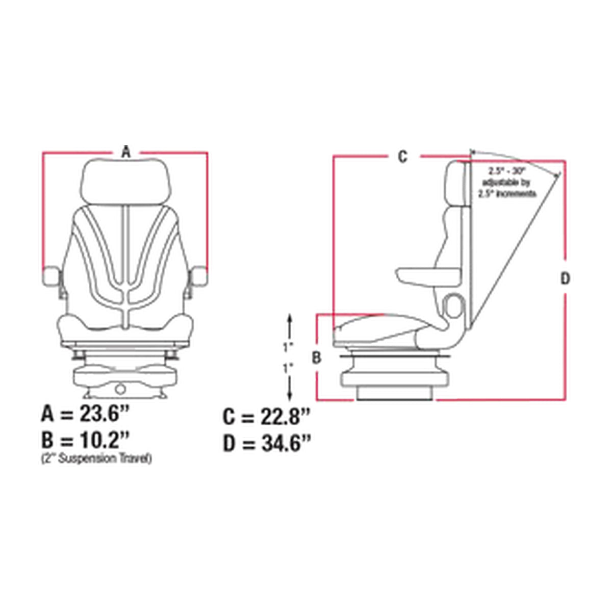 F10A4012 Brown Cloth Low Profile Air Suspension Seat Fits Grasshopper 120K 48