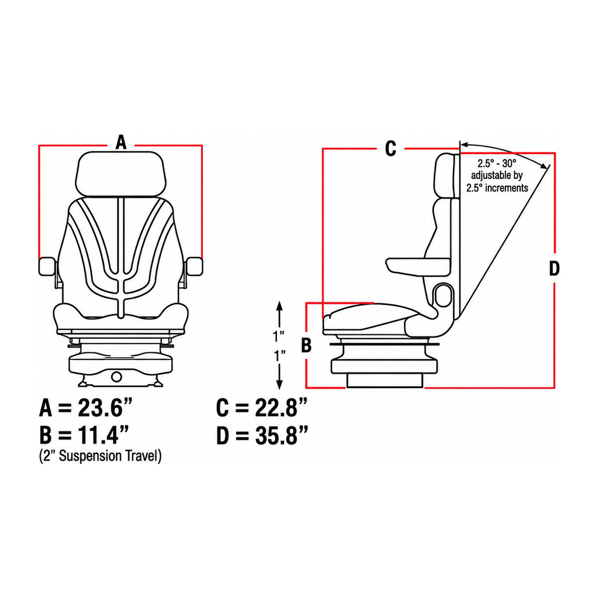 F10A4042 Brown Cloth Air Suspension Seat with Isolator Fits Case 420CT 440CT 410