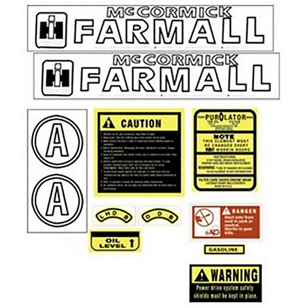 Hood & Safety Decal Set Fits Farmall Replaces FA601SA