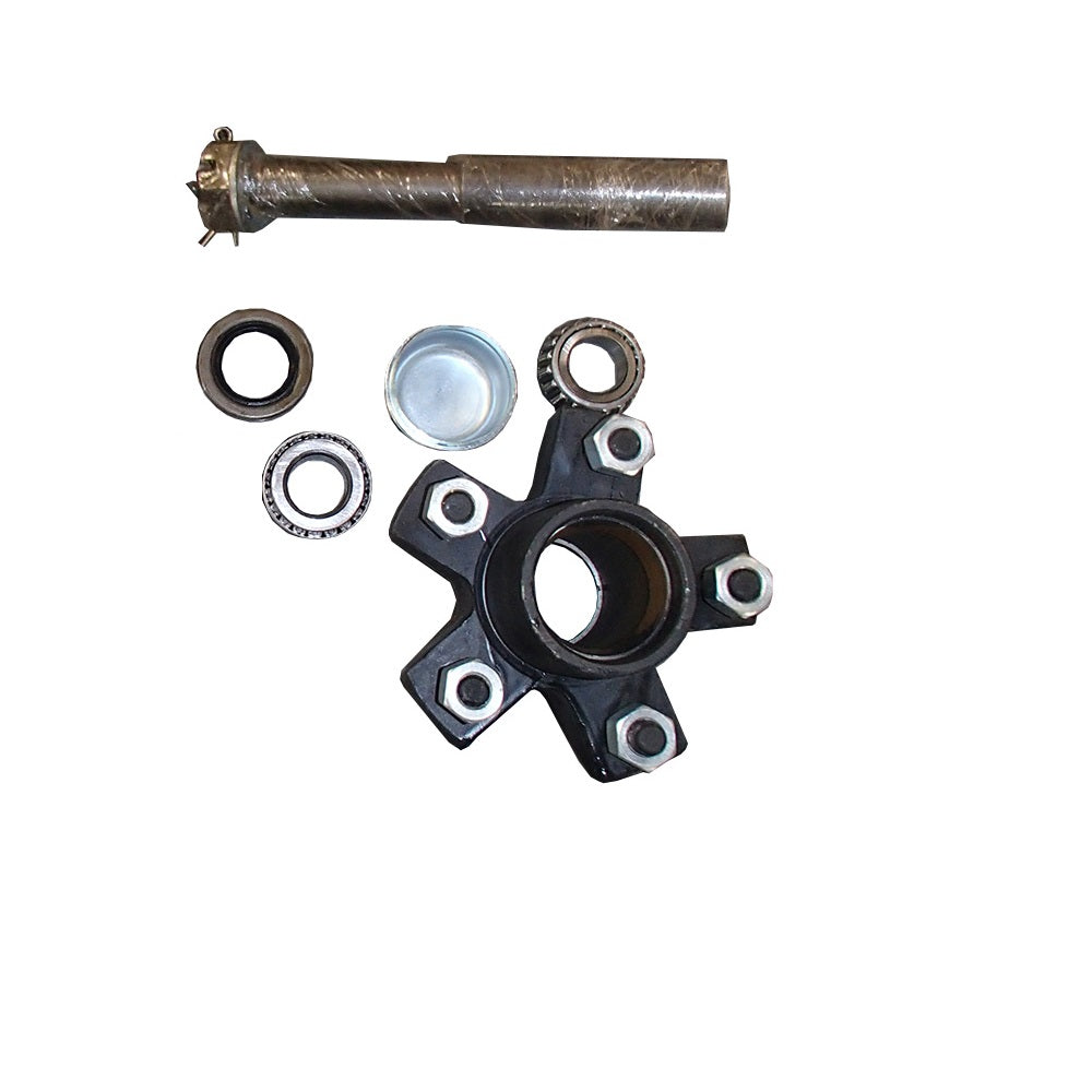 One (1) New Aftermarket Trailer Hub w/ Spindle Kit fits 5 on 4.5" Bolt Pattern