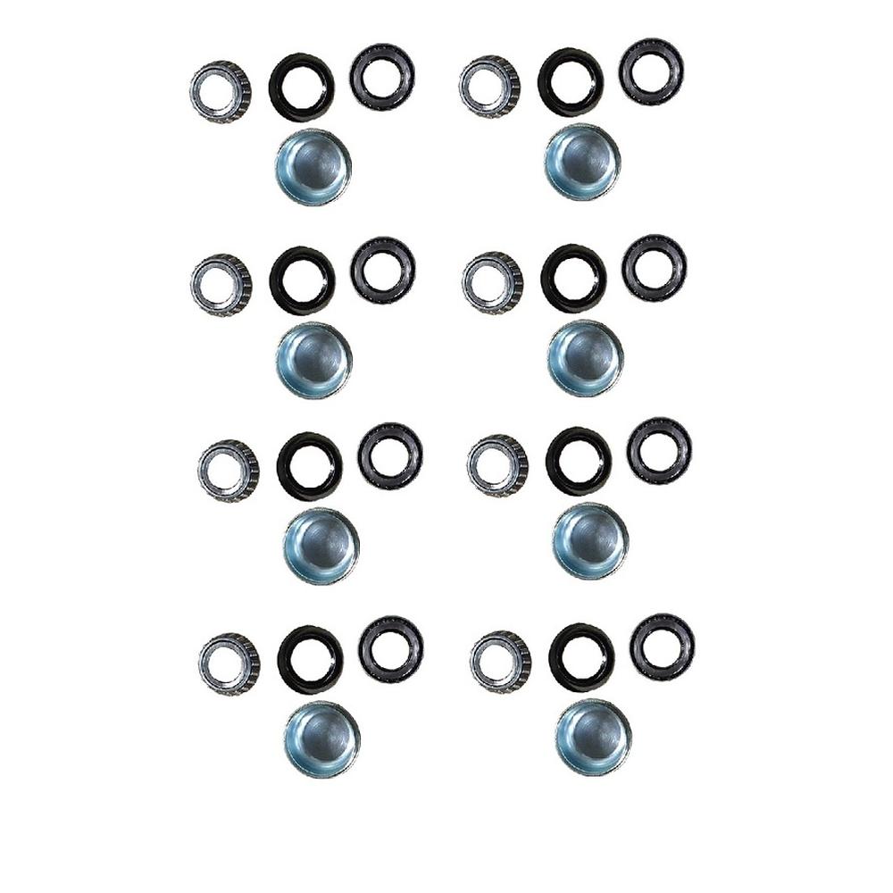 (Pack of 8) Trailer Axle Kit with Hubs, Spindles, Grease Seals, Caps & Bearings
