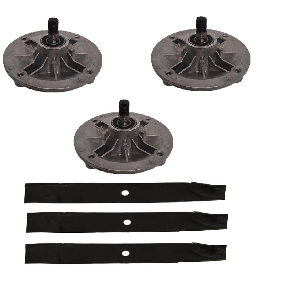 (3) Mower Deck Spindles & (3) Mower Blades Fits Toro Replaces 110-6837-03