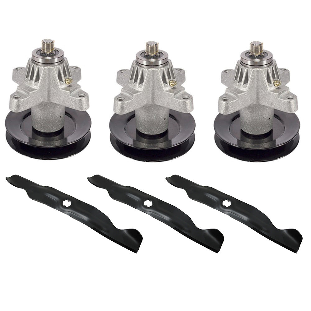 3 Mower Deck Spindles and 3 Blades Fits Toro Replaces 112-0316