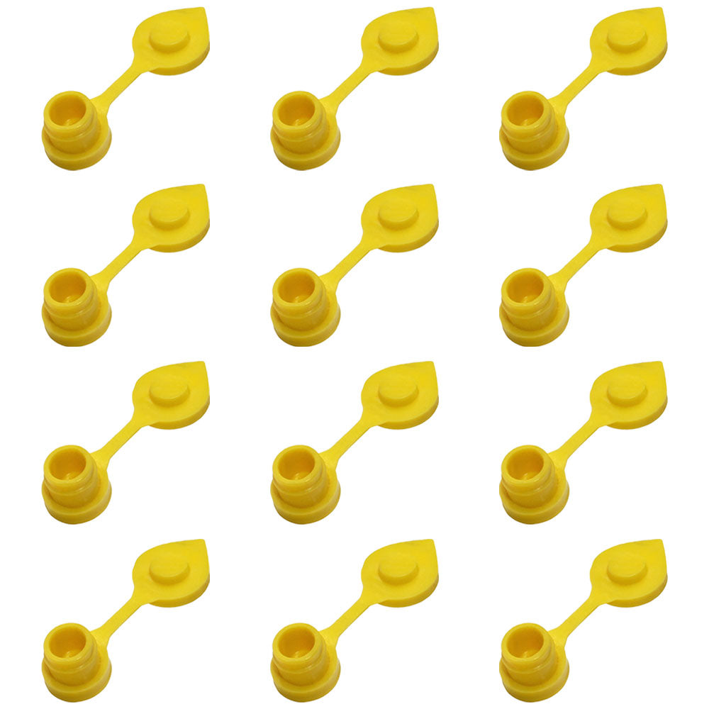 Set of Twelve (12) Yellow Vent Caps For Gas Diesel Fuel Kerosene Water Jugs Cans