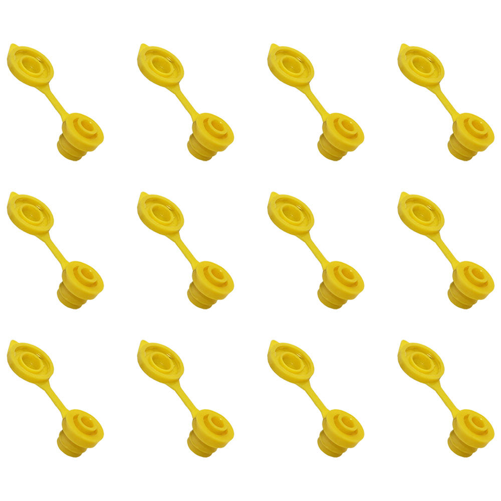 Set of Twelve (12) Yellow Vent Caps For Gas Diesel Fuel Kerosene Water Jugs Cans