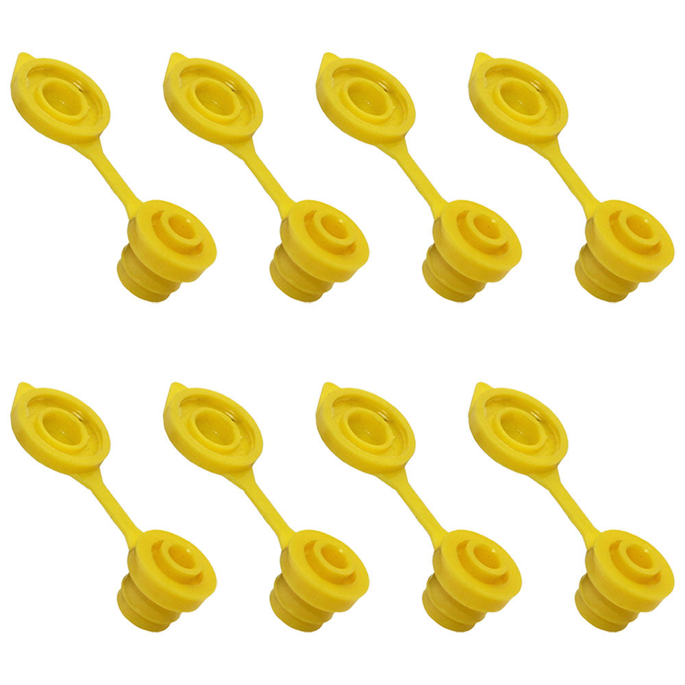 (8) Yellow Vent Gas Caps w/Retaining Lip Works with Plastic and Metal Containers