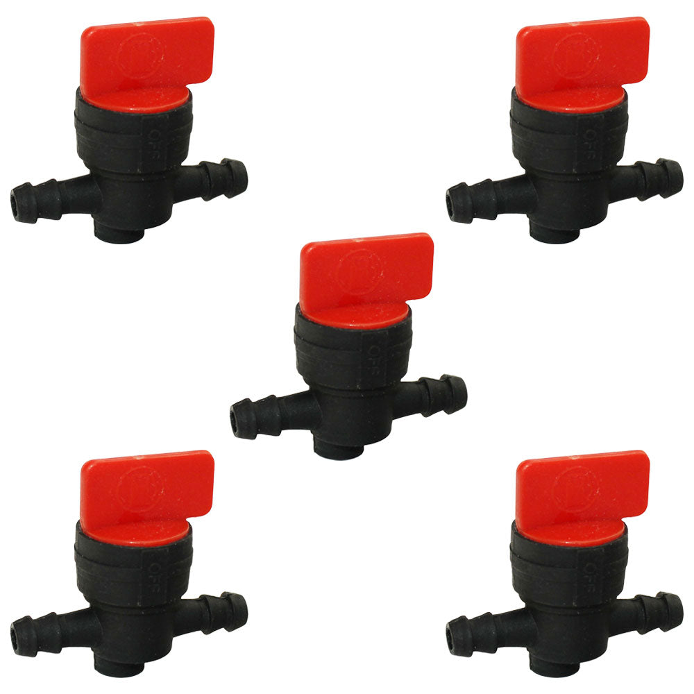 Qty: 5 In-Line Fuel Shut Off Valve 1/4" 
 Fits John Deere Replaces AM107340