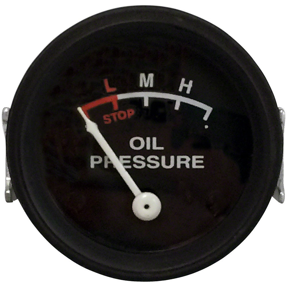 NJD423 Oil Pressure Gauge (0-25 PSI) - Dash mounted, Black Face Fits John Deere