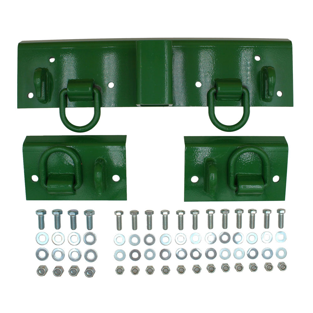 4 Grab Hooks 4 D-Rings and 2" Receiver Fits John Deere Bucket 4105 4200 4500