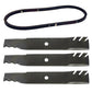 48" Deck Kit Belt & Mulching Blades Fits John Deere D140 D150 D160 LA130 X140