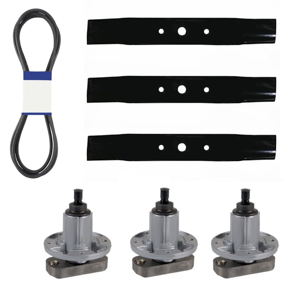 Deck Blade Spindle Belt Kit Combo Set 48" Cut Deck Fits John Deere L120 L130 Mow