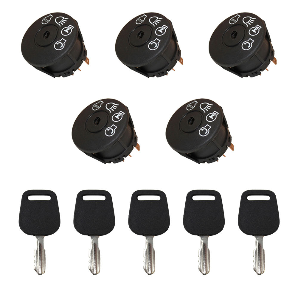 Qty 5: Ignition Switches with Keys Fits John Deere Replaces AM123426