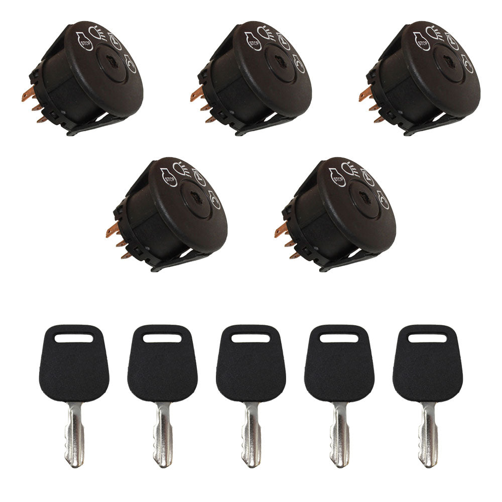 Qty 5: Ignition Switches with Keys Fits John Deere Replaces AM123426