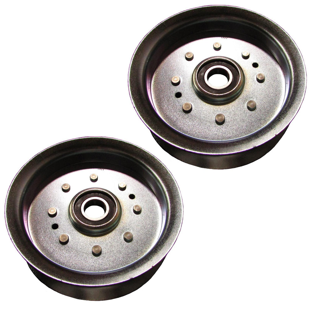 Qty 2: Steel Flat Idler Pulley with Flanges
 Fits John Deere Replaces AUC17621