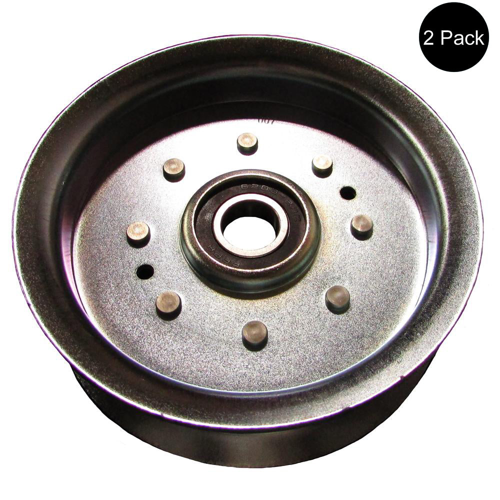 Qty 2: Steel Flat Idler Pulley with Flanges
 Fits MTD Replaces 756-05034