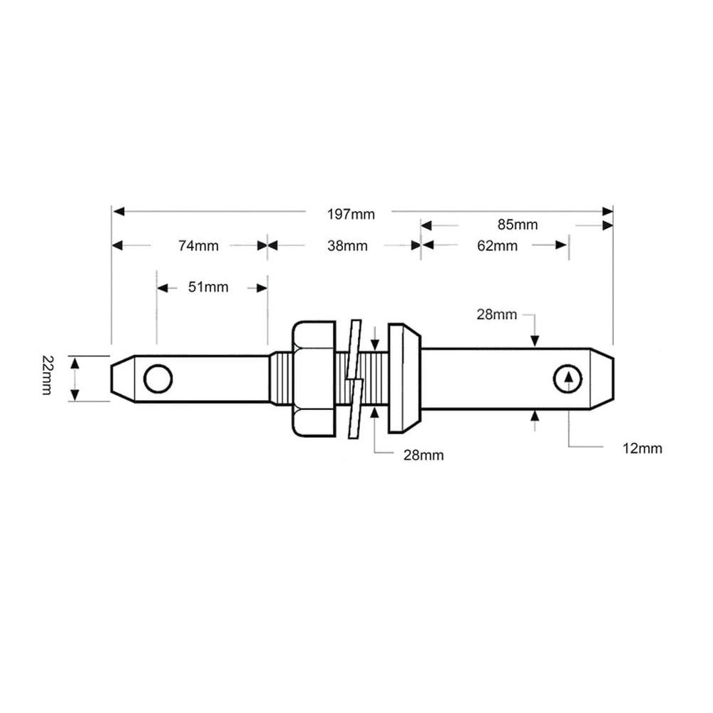 S.206 Lower Link Implement Pin - Dual (Fits CAT. 1/2)