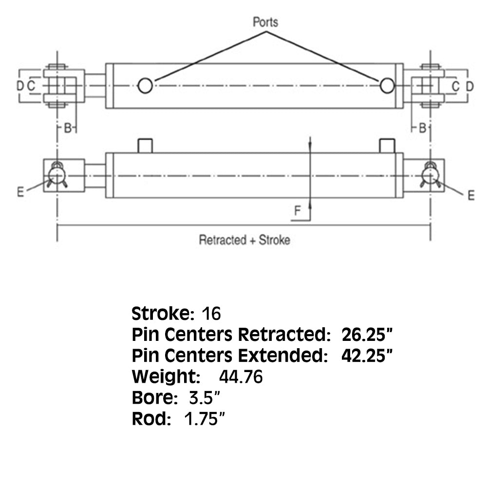 HCW-3516 2500 & 3000 PSI Double Acting Cylinder For Hercules Models