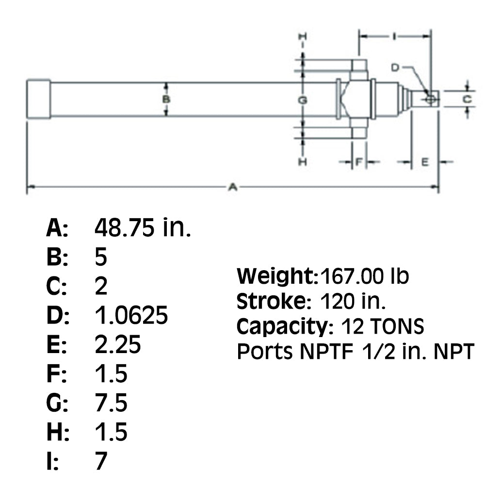 HTC-43120 3000 PSI Single Acting Cylinder For Various Hercules Model