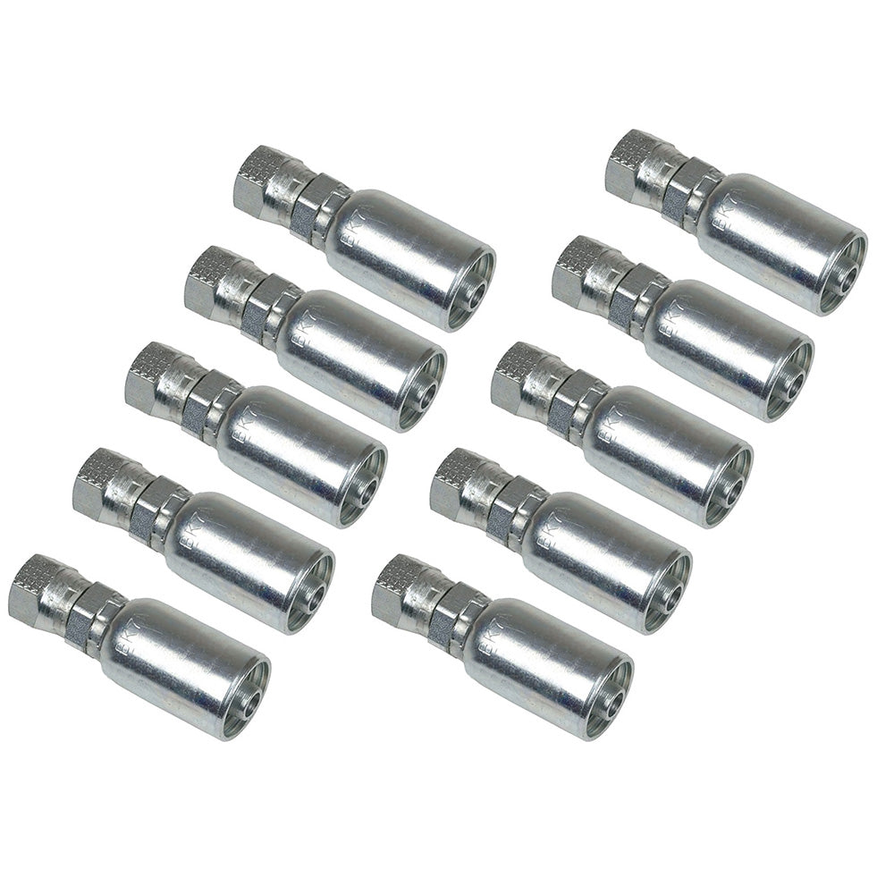 HY04-05FJ Pack of (10) Female JIC 37° Straight Crimp Fittings