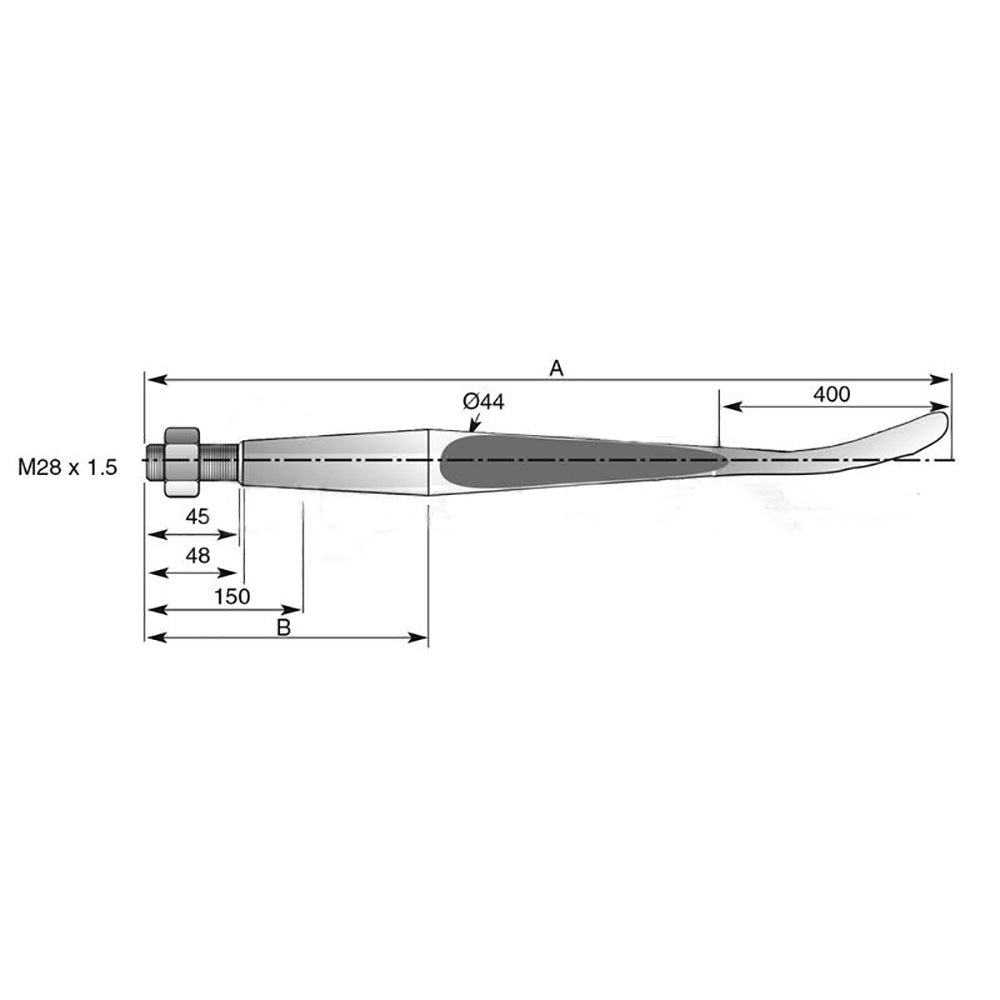 Bale Spear - Straight - Spoon End 55'', Thread size: M28 x 1.5 77021-SP