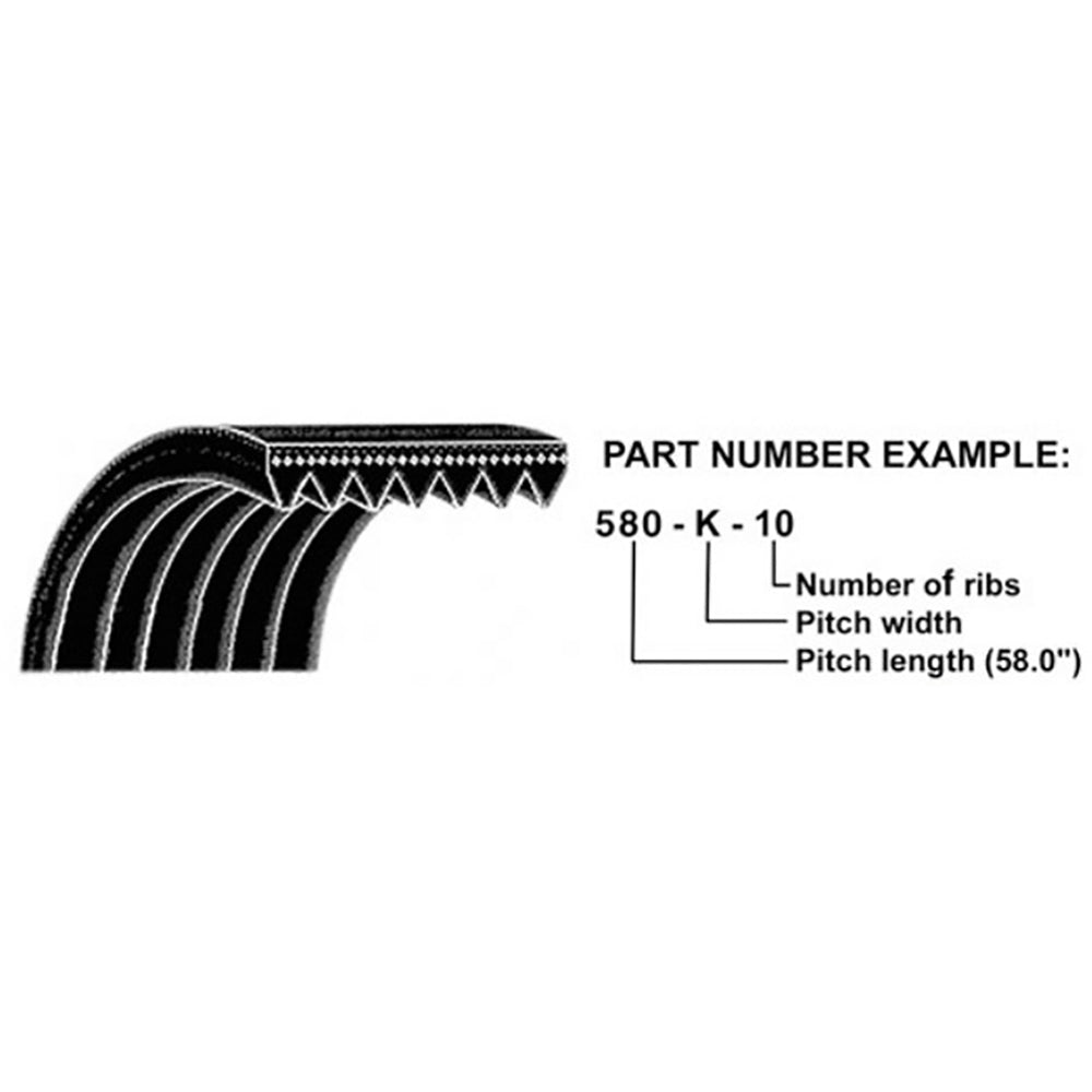 A-620K8 Black Micro-Rib V-Belt, 62" Polyester Cord - Fits Case IH Model 580E