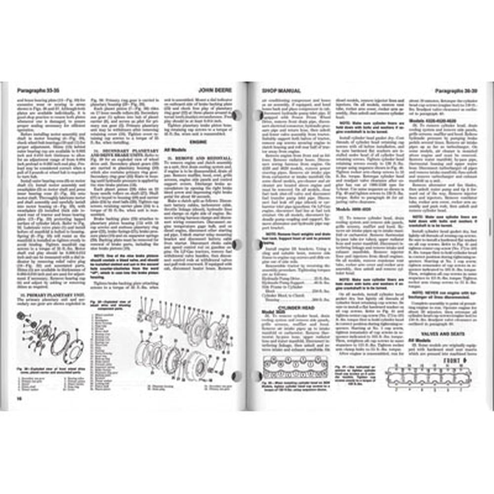 Shop Manual Fits JD203 3010 3020 4000 4010 4020 4320 4520 4620 5010 5020 6030
