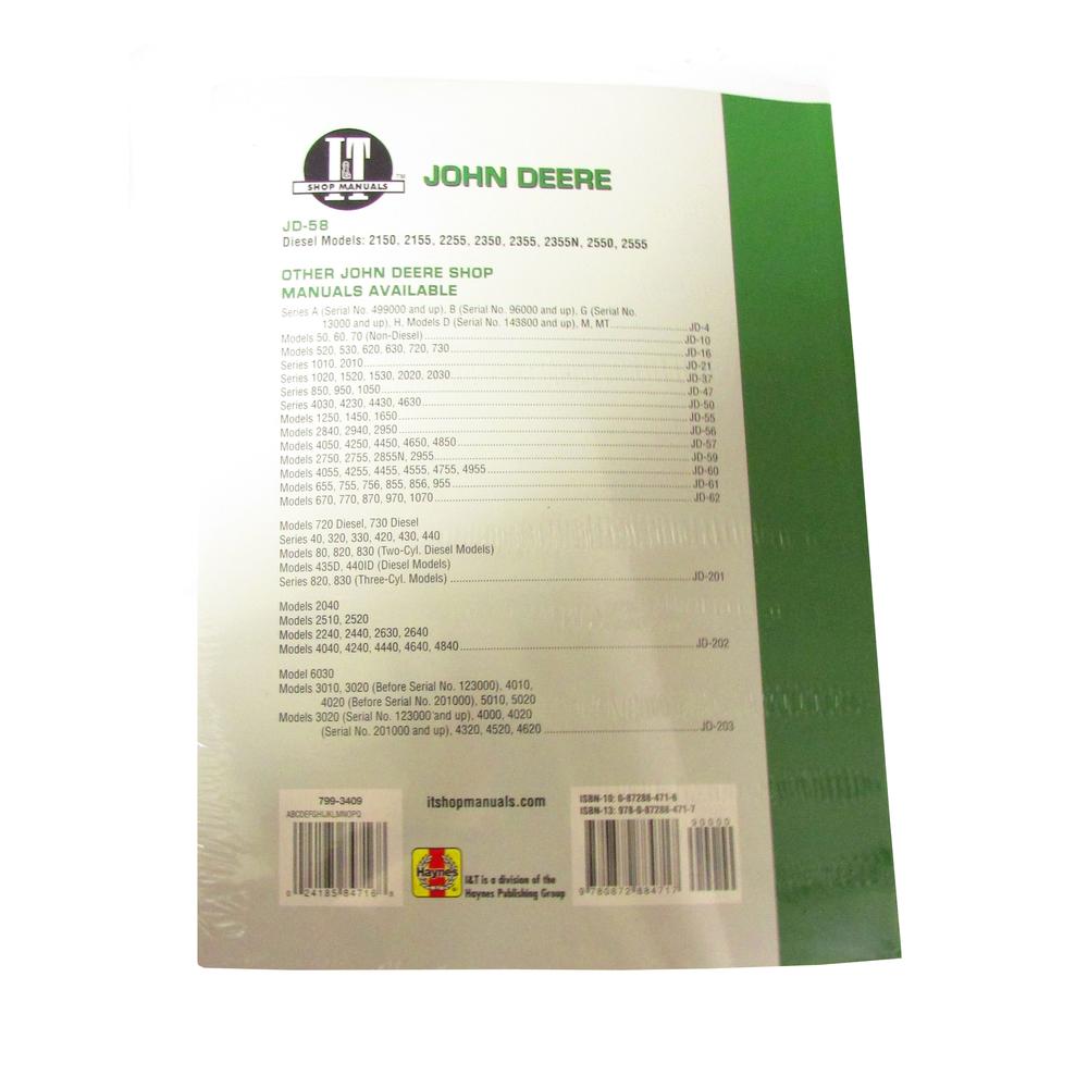 Shop Service Manual Fits John Deere Fits JD 2150 2255 2350 2355 2550 2555 Tracto