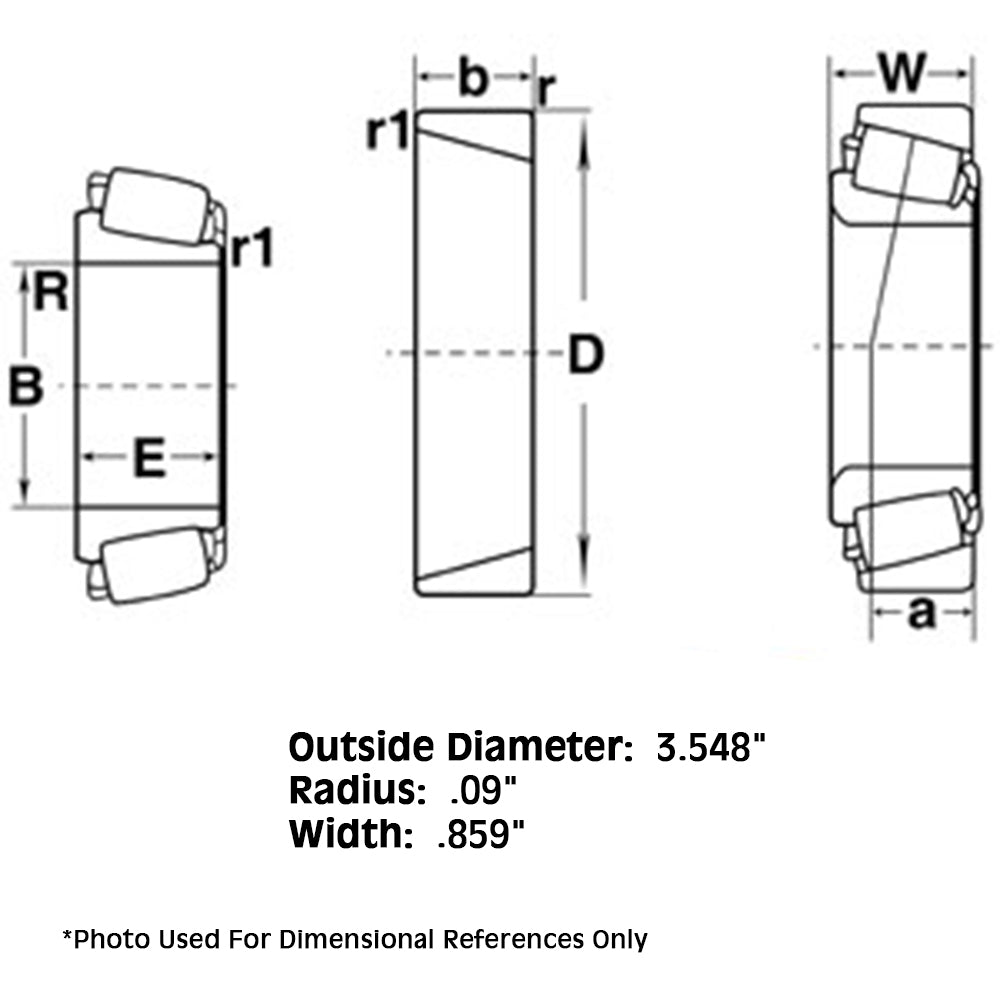 Fits JD27281 Tapered Roller Bearing Cone .09" Radius 3.548" OD Fits John Deere
