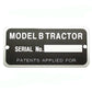 Fits JDS723 Tag w/ Rivets Fits John Deere Tractor B Serial Number