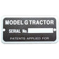 New Aftermarket Serial Number Tag with Rivets Fits John Deere G Fits JD 747
