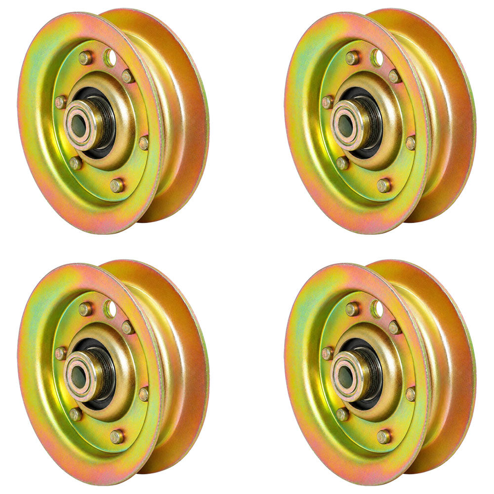 Qty 4: Flat Idler Pulleys  Fits John Deere Replaces AM103287