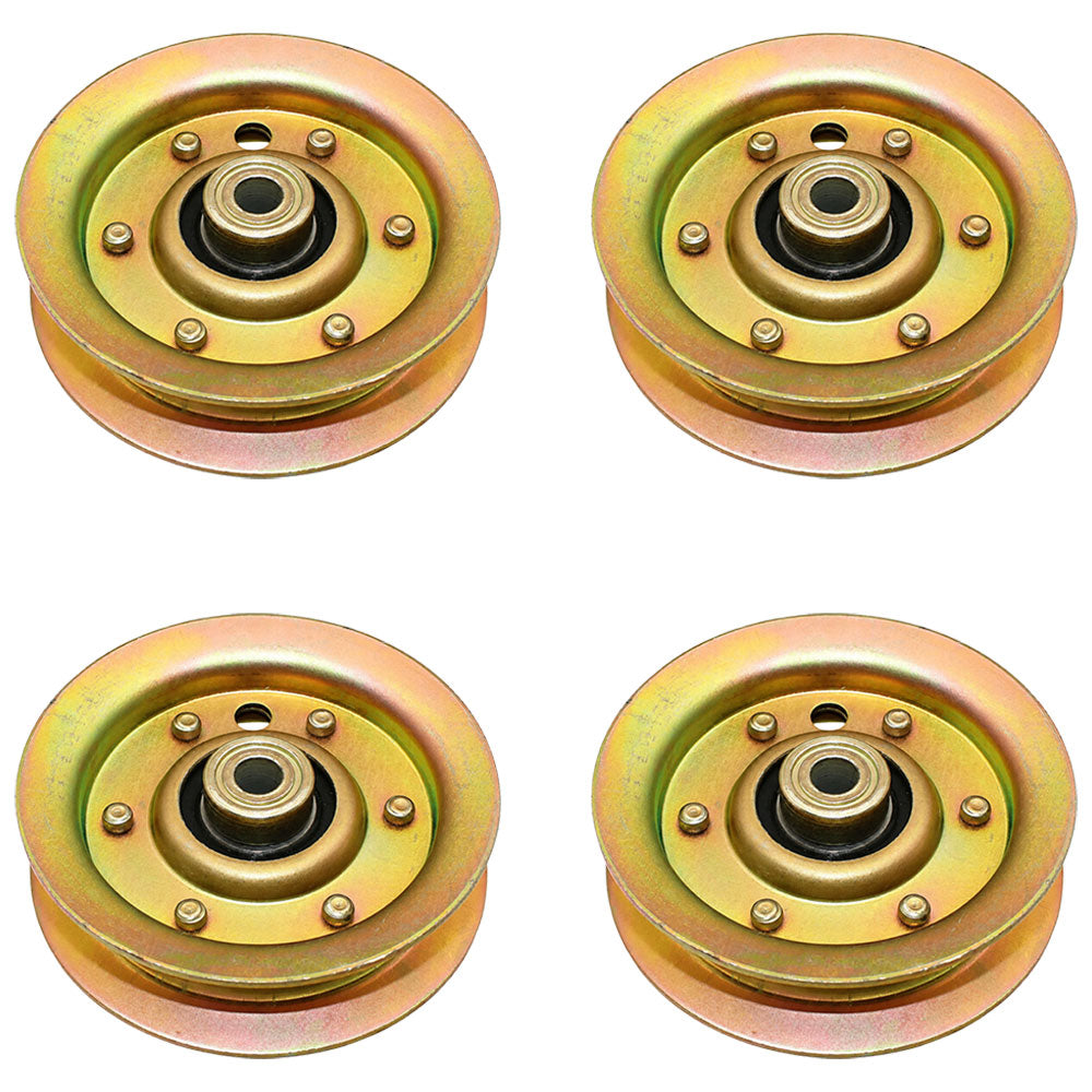 Qty 4: Flat Idler Pulleys  Fits John Deere Replaces AM103287
