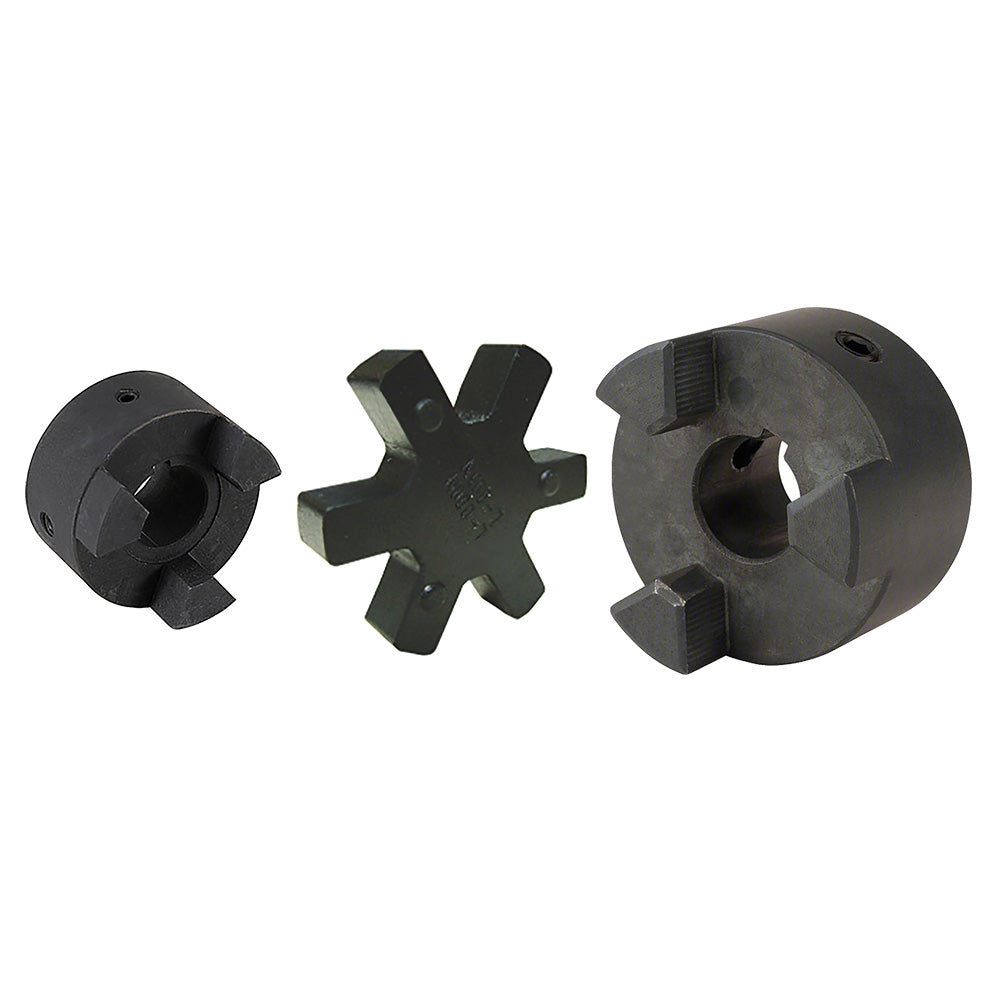 7/8" to 1" L095 Flexible 3-Piece L-Jaw Coupling Coupler Set with Rubber Spider