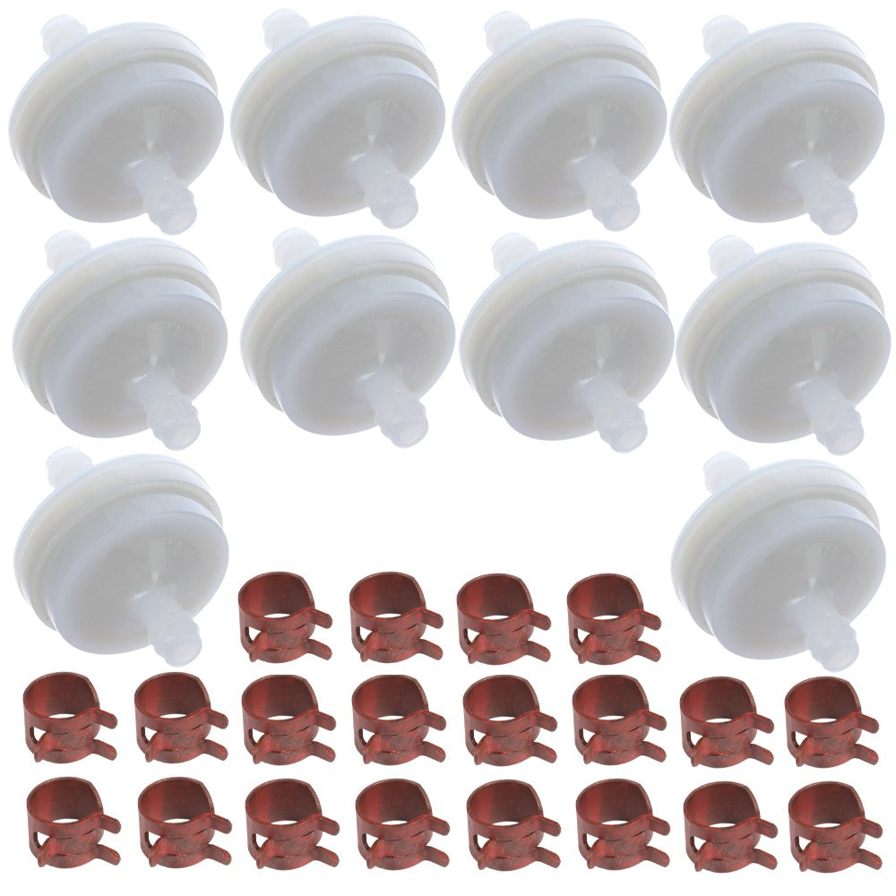10 Fuel Filters and 20 Hose Clamps Fits Murray Replaces 394358