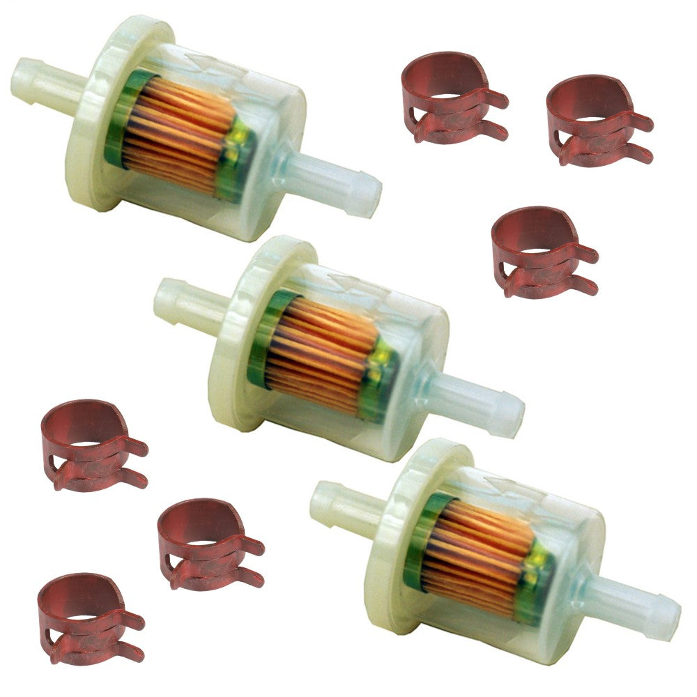 3 Inline Fuel Filters 49019-7001 and 49019-7005 With Hose Clamps Fits Kawasaki