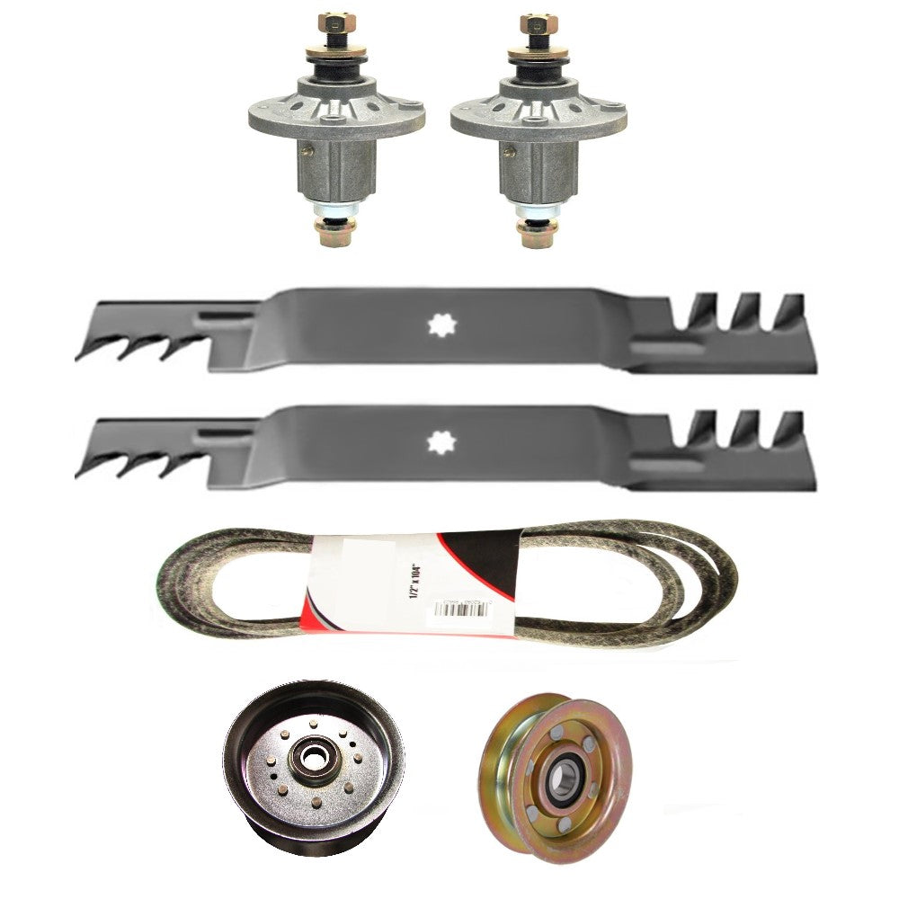 42" Deck Rebuild Kit Spindles Blades Belt Idler Fits John Deere D130 100 Series