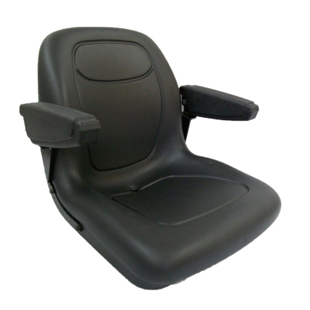 Black Seat w/Flip Up Armrests & Seat Rails Fits Komatsu