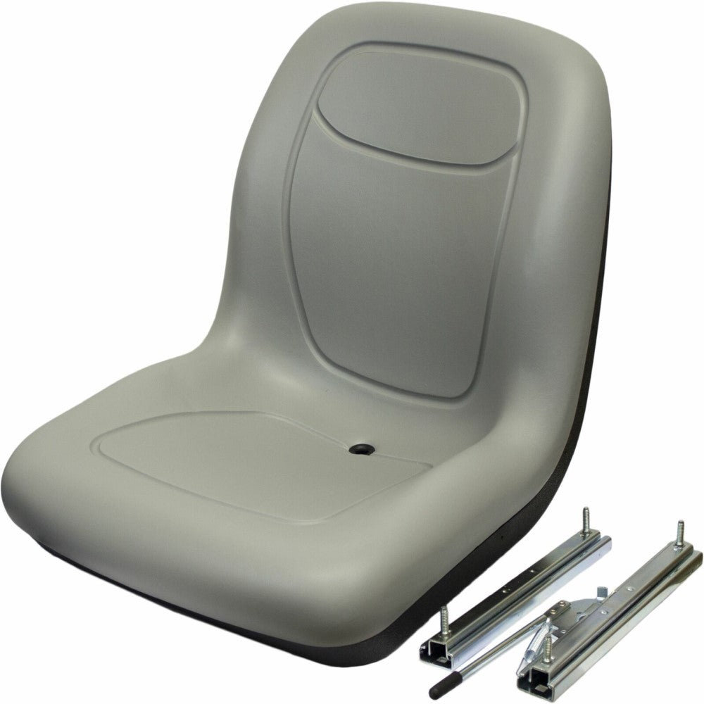 Gray High Back Seat W/ Slide Track Kit Fits Case Skid Steer Loader