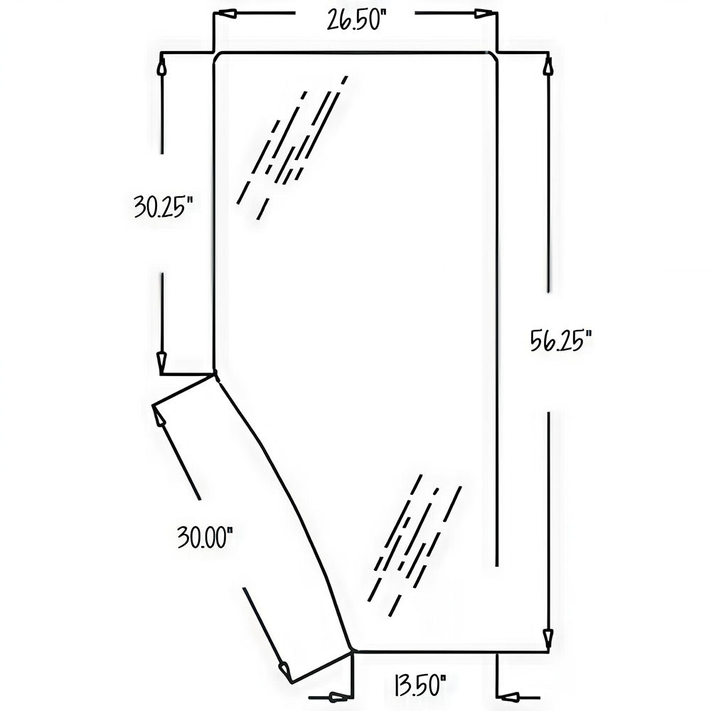 WN-L169103-PEX Glass, Door, RH Fits John Deere 6200 6300 6400 6110 6210 6310