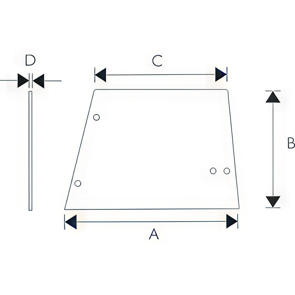 Cab Glass - Side Window RH or LH Fits John Deere 2140 1750 1640 2040 3040 2250