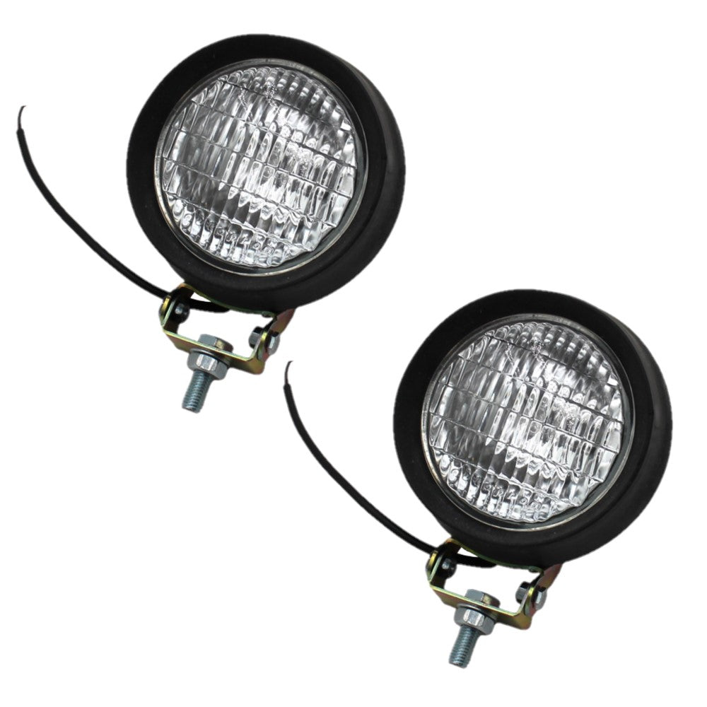 2 Pack 12 Volt 5" Round Halogen Flood Work Lights for Skid Steer 55 Watt Bulb
