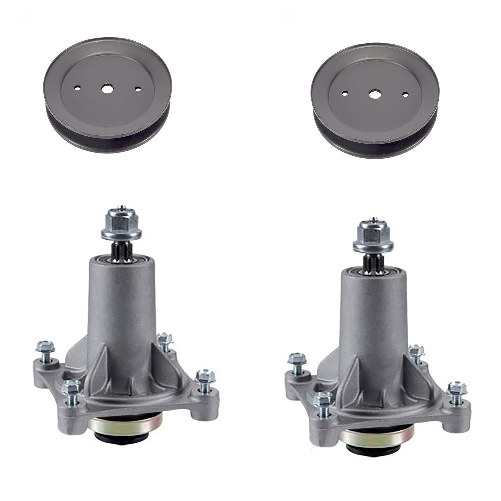 Pair 42" 46" Riding Mower Deck Mandrels & Pulleys Fits Craftsman 195945 192870