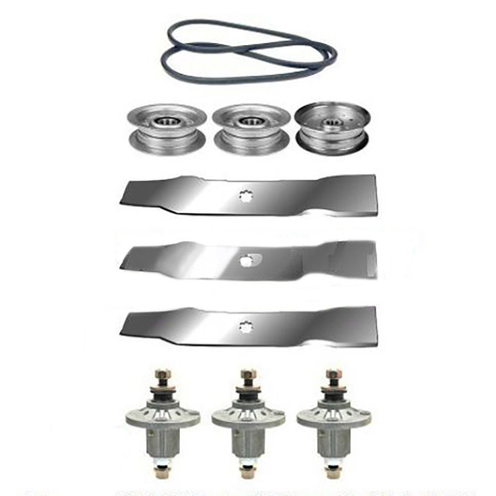 Blades-Spindles-Pulleys-Belt Kit Fits John Deere 48" LA130 LA145 LA155 LA165
